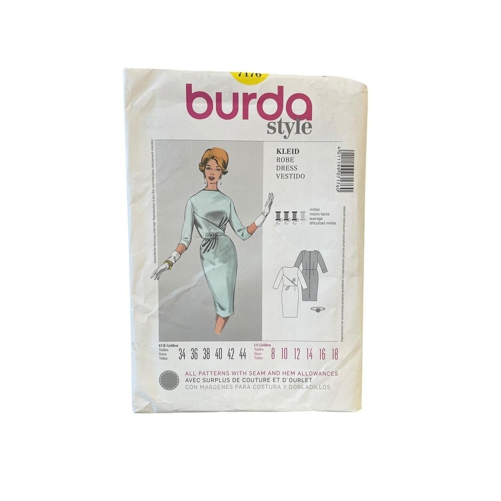 Burda Styleโ 7176 Dress Sewing Pattern Size 8-18 Classic Vintage